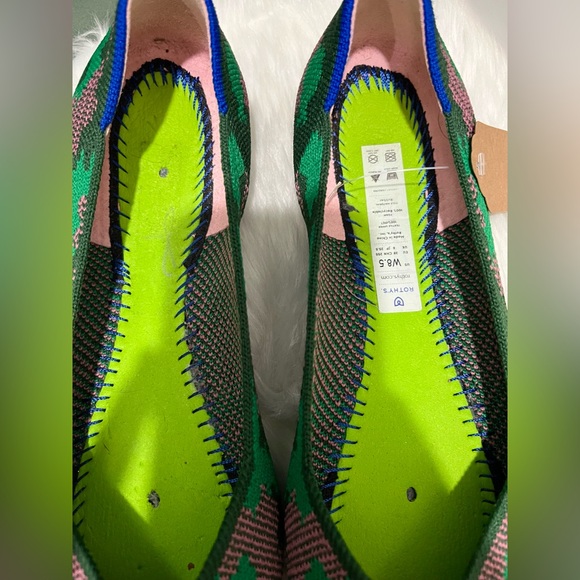Rothy's Green Pink Knit Pointed Flats - Picture 2 of 4